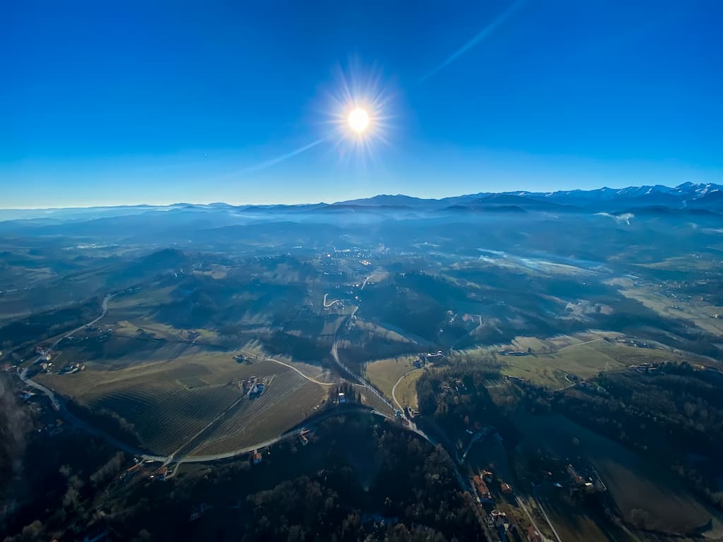 Panorama da un volo in mongolfiera da Mondovì ( Cuneo)